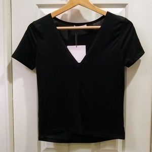 Zara Black V-Neck T-Shirt S